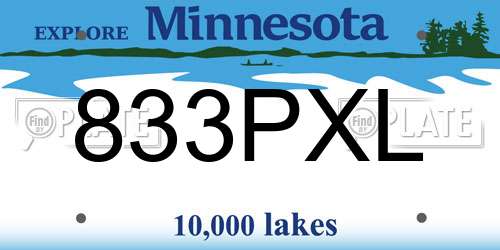 833PXL Minnesota License Plate