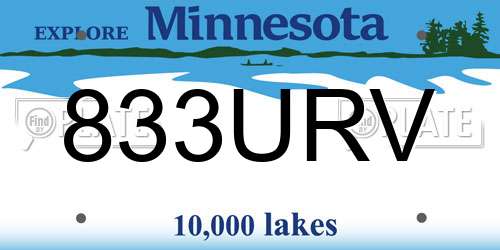 833URV Minnesota License Plate