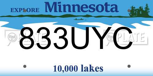 833UYC Minnesota License Plate