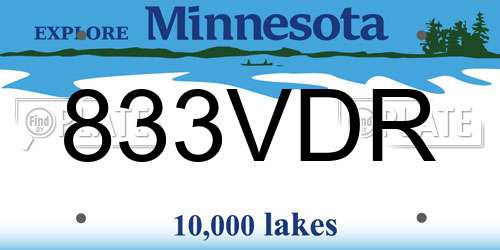 833VDR Minnesota License Plate