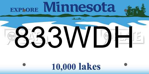 833WDH Minnesota License Plate