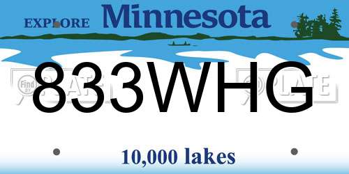 833WHG Minnesota License Plate