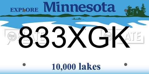 833XGK Minnesota License Plate