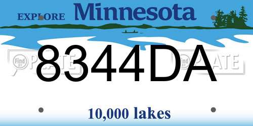 8344DA Minnesota License Plate