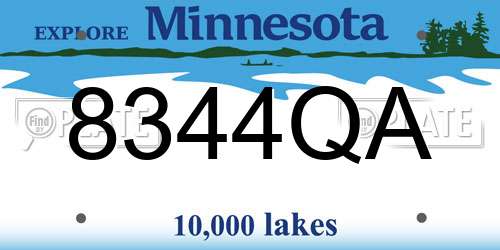 8344QA Minnesota License Plate