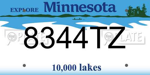 8344TZ Minnesota License Plate