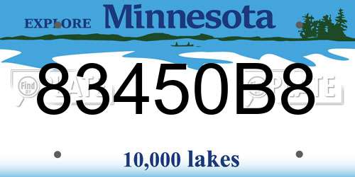 83450B8 Minnesota License Plate