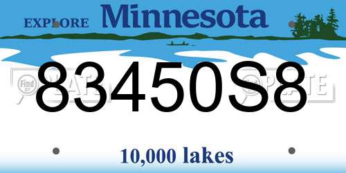 83450S8 Minnesota License Plate