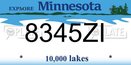 8345ZI Minnesota License Plate
