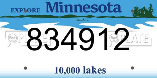 834912 Minnesota License Plate