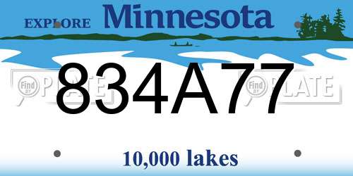 834A77 Minnesota License Plate