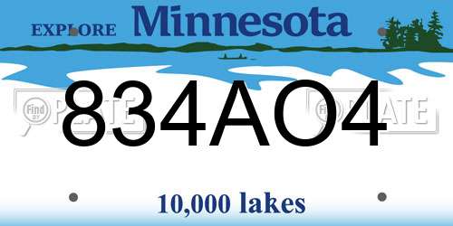 834AO4 Minnesota License Plate