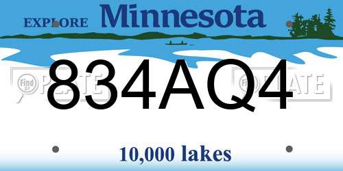 834AQ4 Minnesota License Plate