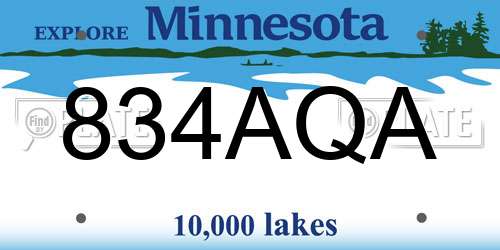 834AQA Minnesota License Plate