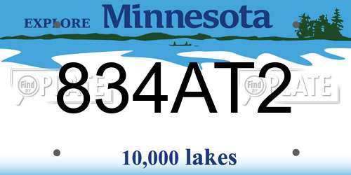 834AT2 Minnesota License Plate