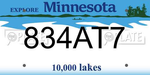 834AT7 Minnesota License Plate