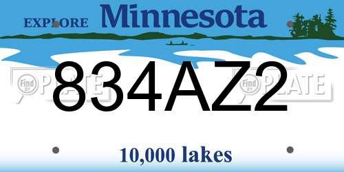 834AZ2 Minnesota License Plate