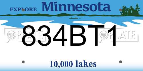 834BT1 Minnesota License Plate