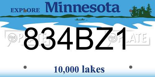 834BZ1 Minnesota License Plate