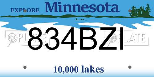 834BZI Minnesota License Plate