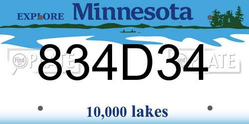 834D34 Minnesota License Plate