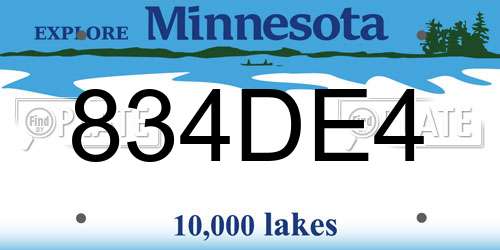 834DE4 Minnesota License Plate