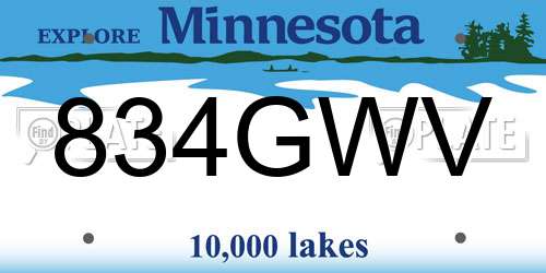 834GWV Minnesota License Plate