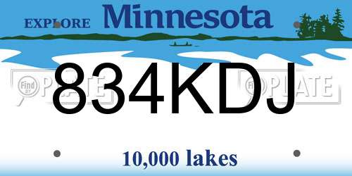 834KDJ Minnesota License Plate