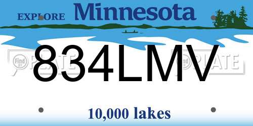 834LMV Minnesota License Plate