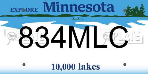 834MLC Minnesota License Plate