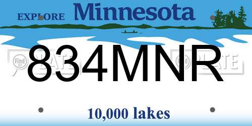 834MNR Minnesota License Plate