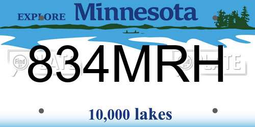 834MRH Minnesota License Plate