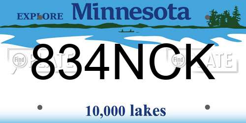 834NCK Minnesota License Plate