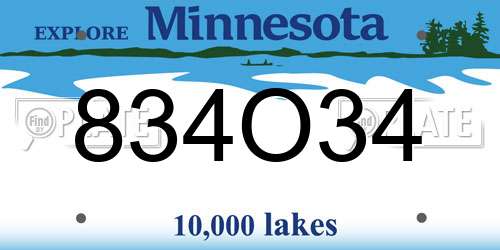 834O34 Minnesota License Plate