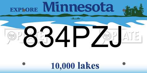 834PZJ Minnesota License Plate