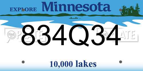 834Q34 Minnesota License Plate