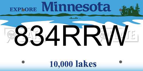 834RRW Minnesota License Plate