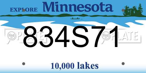 834S71 Minnesota License Plate