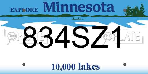 834SZ1 Minnesota License Plate