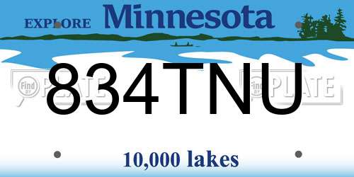 834TNU Minnesota License Plate