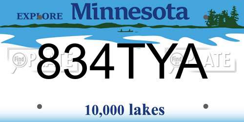 834TYA Minnesota License Plate