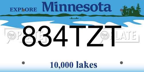 834TZT Minnesota License Plate