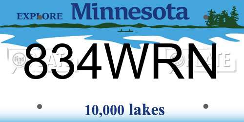 834WRN Minnesota License Plate