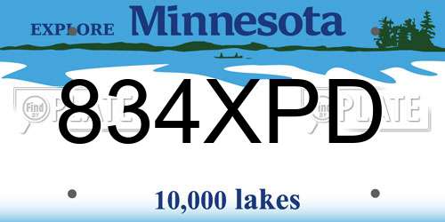 834XPD Minnesota License Plate