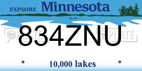 834ZNU Minnesota License Plate