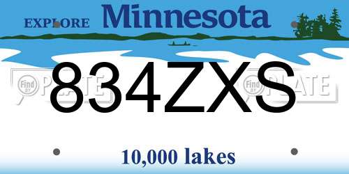 834ZXS Minnesota License Plate