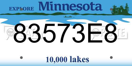83573E8 Minnesota License Plate