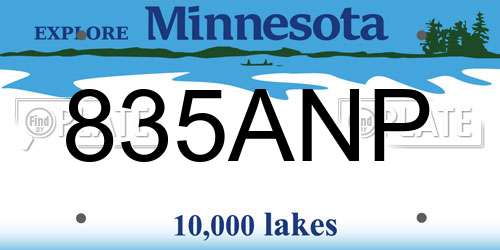 835ANP Minnesota License Plate