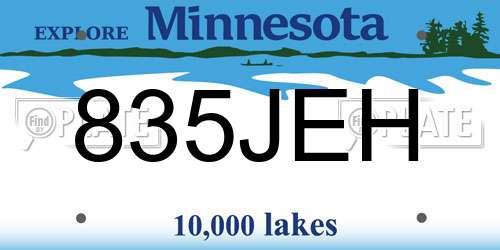 835JEH Minnesota License Plate
