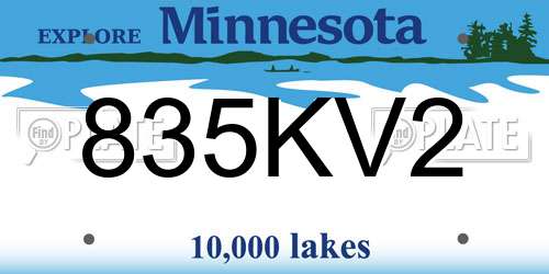 835KV2 Minnesota License Plate